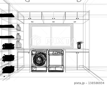 modern wasing room interior design, 3d rendering modern wasing room interior design, 3d rendering 138586934