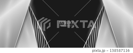 Monochrome luxury geometric abstract background featuring converging silver panels and sharp triangular void, reflective metallic surfaces and subtle gradient lighting, glossy textures and soft Monochrome luxury geometric abstract background featuring converging silver panels and sharp triangular void, reflective metallic surfaces and subtle gradient lighting, glossy textures and soft 138587116