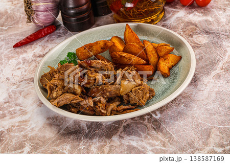 Baked shredded pork with potato 138587169