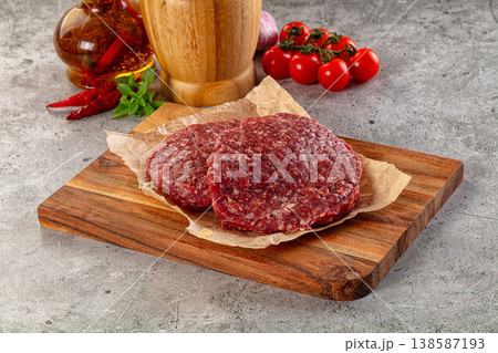 Raw beef burger cutlet for grill Raw beef burger cutlet for grill 138587193