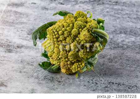 Raw green tasty romanesco cabbage Raw green tasty romanesco cabbage 138587228