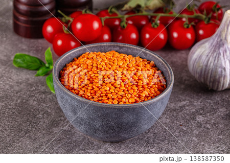 Raw dry orange lentil heap Raw dry orange lentil heap 138587350