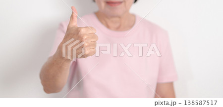 Elderly woman with pink Shirt for Pink October Breast Cancer Awareness month, May Women Health, women rights, Empowerment, March International Women day, February Valentine, May International Mother Elderly woman with pink Shirt for Pink October Breast Cancer Awareness month, May Women Health, women rights, Empowerment, March International Women day, February Valentine, May International Mother 138587517