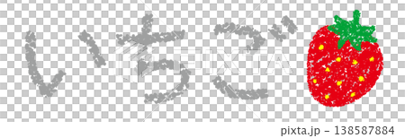 Crayon material, hand-drawn letters, strawberry 138587884