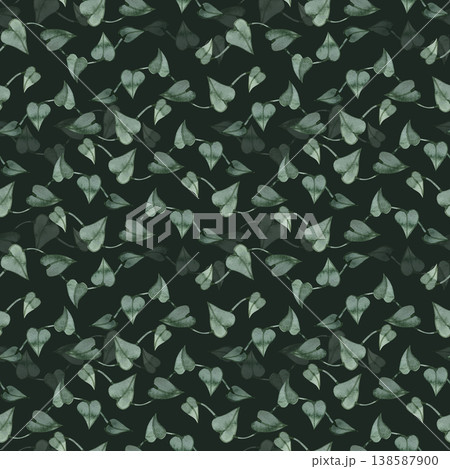 Hand drawn watercolor seamless pattern with trailing ivy vines and heart shaped green leaves. Elegant botanical texture of climbing plants for textile, wallpaper, wedding decor, and eco branding. Hand drawn watercolor seamless pattern with trailing ivy vines and heart shaped green leaves. Elegant botanical texture of climbing plants for textile, wallpaper, wedding decor, and eco branding. 138587900