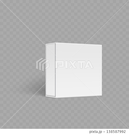 Realistic Blank White Packaging Box Mockup. Vector Standing Rectangular Carton Template with Shadow. Realistic Blank White Packaging Box Mockup. Vector Standing Rectangular Carton Template with Shadow. 138587992