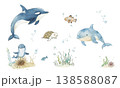 海の生き物セットイラスト 138588087
