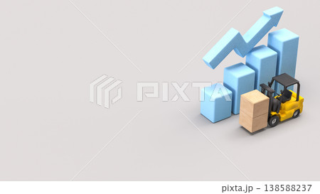 Logistics Growth Concept With Forklift And Rising Chart 3d render. 138588237