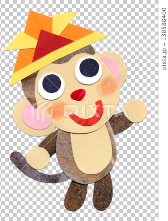 Children's Day: Baby monkey wearing a helmet - Collage character illustration A Children's Day: Baby monkey wearing a helmet - Collage character illustration A 138588400