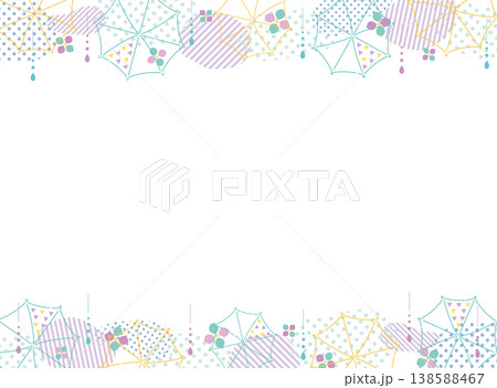 傘と雨の日のおしゃれなフレーム　梅雨　シンプル 138588467