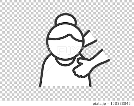 女性介護のアイコン(線画)のイラスト 女性介護のアイコン(線画)のイラスト 138588843