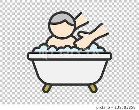 入浴介助のアイコン（線画カラー）のイラスト 138588859