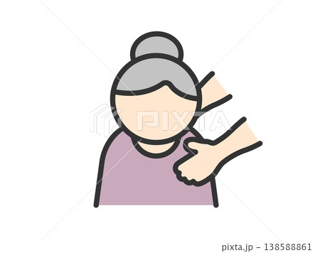女性介護のアイコン(線画カラー)のイラスト 女性介護のアイコン(線画カラー)のイラスト 138588861