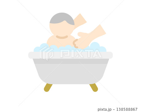 入浴介助のアイコンのイラスト 入浴介助のアイコンのイラスト 138588867