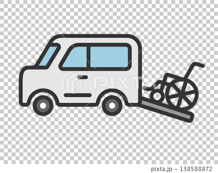 福利車輛圖示插圖（線條圖，彩色） 138588872