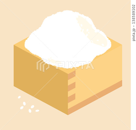 枡に盛られた米粒のイラスト 枡に盛られた米粒のイラスト 138589102