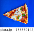 Pepperoni Pizza Slice on Blue Background  Minimalist 138589142