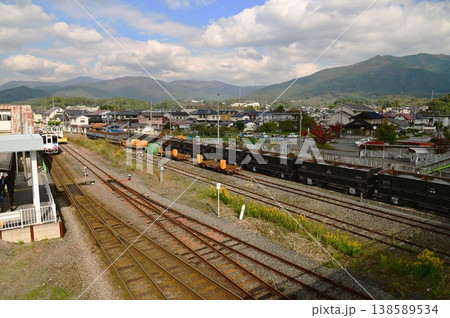 三陸鉄道リアス線の最南端駅　盛駅と石灰石輸送列車 138589534