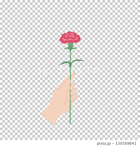 カーネーションを渡す手 母の日 フラットイラスト 子供の手 138589641