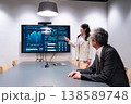 モニターのデータを用いてプレゼンテーションを行う女性会社員 モニターのデータを用いてプレゼンテーションを行う女性会社員 138589748