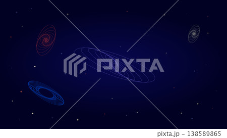 Abstract cosmic background with galaxies and stars dark blue night sky 138589865