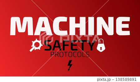 Machine safety protocols with lock and gear icons equipment safety protocols 138589891