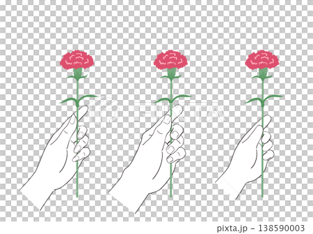 Hands handing over carnations Mother's Day gift set materials 138590003