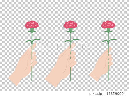 カーネーションを渡す手 母の日 フラットイラストセット 138590004