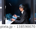 個室ポッドを利用してビデオ会議で説明を行う会社員の男性 個室ポッドを利用してビデオ会議で説明を行う会社員の男性 138590070