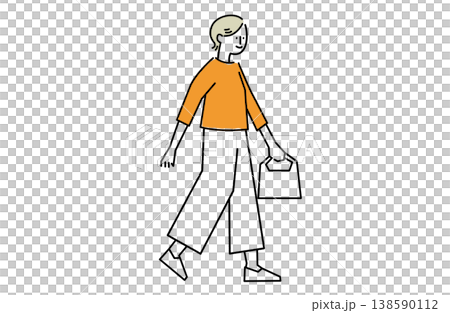 にこやかな表情で歩く女性 にこやかな表情で歩く女性 138590112