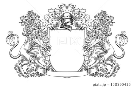 Coat of Arms Crest Lions Family Heraldic Shield Coat of Arms Crest Lions Family Heraldic Shield 138590416