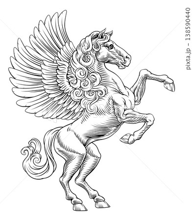 Heraldic Coat of Arms Crest Rearing Pegasus 138590440
