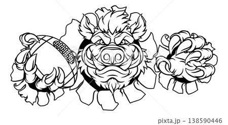 Boar Wild Hog Razorback Warthog Football Mascot 138590446