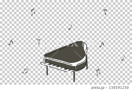 一幅簡單的三角鋼琴和音符插圖。 138591230