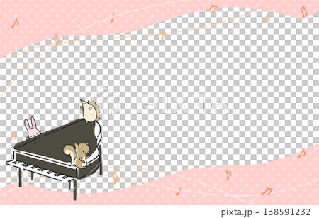 Animals playing happily and a piano frame 138591232