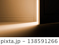 Door Opening With Light and Particles in Mystery Concept Background 138591266