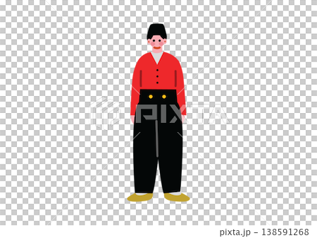 An illustration of a man wearing traditional Dutch folk clothing. An illustration of a man wearing traditional Dutch folk clothing. 138591268