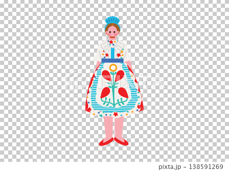 Illustration of a woman wearing traditional Hungarian folk costume. Illustration of a woman wearing traditional Hungarian folk costume. 138591269