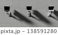 Three security CCTV cameras mounted on wall, security background concept 138591280