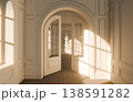 Sunlit Empty Classical Interior Room Solitude Minimal Background, 3D Render 138591282