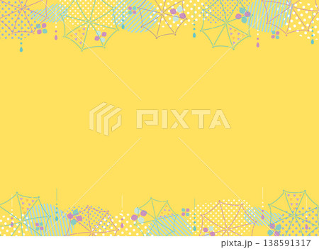 傘と雨の日のおしゃれなフレーム　梅雨　シンプル 138591317