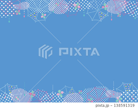 傘と雨の日のおしゃれなフレーム　梅雨　シンプル 138591319