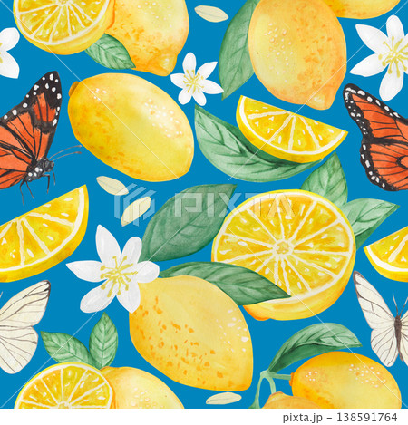 Lemon watercolor pattern 138591764