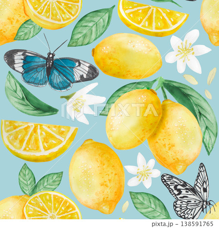 Lemon watercolor pattern 138591765