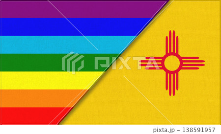 Flags of LGBT and New Mexico. LGBT and New Mexico official flags Flags of LGBT and New Mexico. LGBT and New Mexico official flags 138591957
