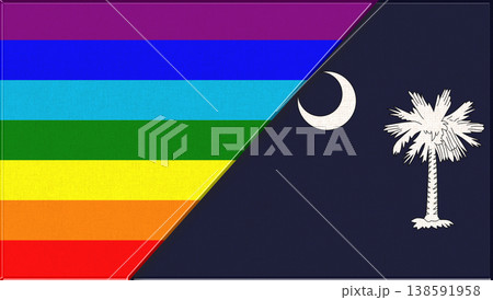 Flags of LGBT and South Carolina. LGBT and South Carolina official flags Flags of LGBT and South Carolina. LGBT and South Carolina official flags 138591958