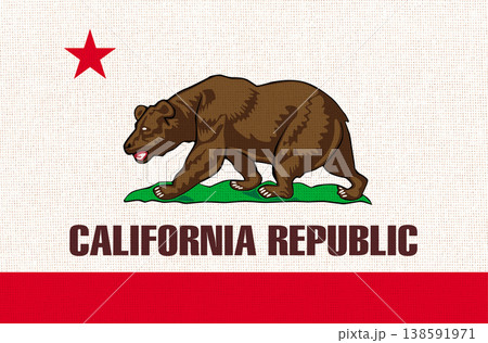 Flag of American state California flag on fabric surface. California state flag 138591971