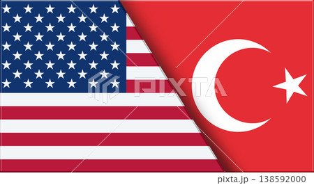 Flags of USA and Turkey. American and Turkish National flags 138592000