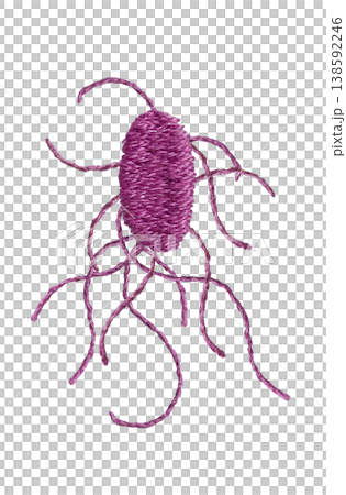 【サルモネラ菌】手刺繍イラスト素材 【サルモネラ菌】手刺繍イラスト素材 138592246