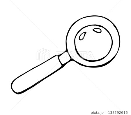 Magnifying glass search icon zoom find symbol doodle illustration 138592616